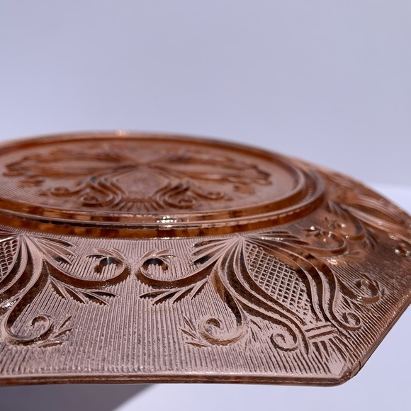 Vintage pink Imperial Glass Blaise AKA Scrolled Thistle Line 705 Salad Plate EUC - Picture 5 of 10